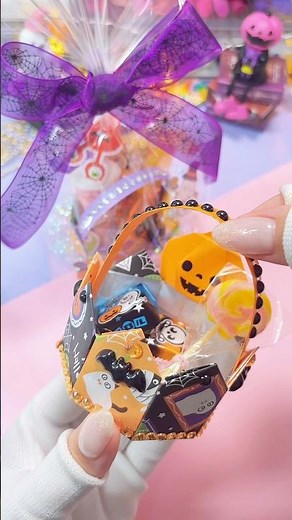 【ハロウィン🎃🪄】大きめサイズで便利💓お菓子を入れて🍭かわいい折り紙カゴの作り方🧺✨#ラッピング #ハロウィン #halloween #お菓子 #おりがみ