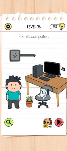 🧠 Brain Test All Star Level 76 Walkthrough | Fix his computer | Full Solution & Guide