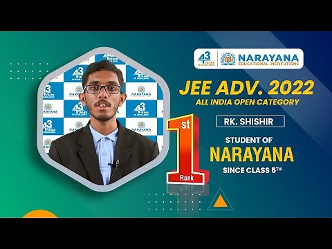 R K Shishir, JEE Advanced 2022 #AIR 1 Thanks Narayana and Its Teachers, Staff for His Epic Victory