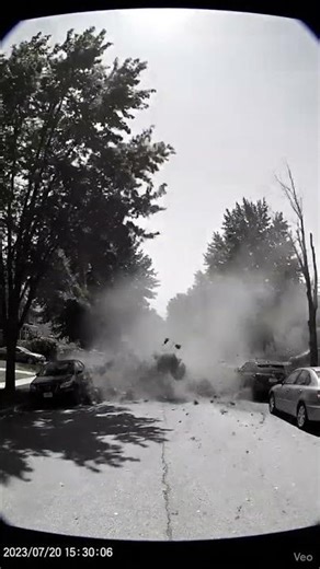 Sudden Microburst Hits Quiet Street 🌪️ | Real CCTV Weather Phenomenon!