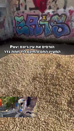 ⁨\tמחטף בחסות המלחמה זהו! אין לנו יותר את עין ג׳ונס הבוקר הגיעו כלים הנדסיים ושפכו חצץ בבריכה של המעיין האהוב. הפעם מדובר בשילוב של כסת