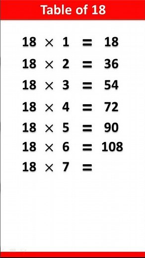 Table of 18 | Multiplication Table of 18 | #learntable #maths #education