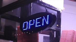 Open Sign Blue Store Front Window Stock Footage Video (100% Royalty-free) 1108128009 | Shutterstock