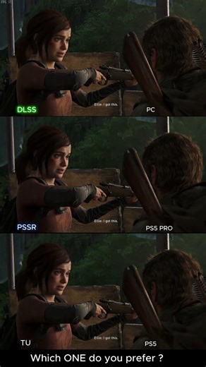 THE LAST OF US 1 REMAKE PS5 PRO VS PS5 VS PC DLSS Graphics Comparison #thelastofus #ps5pro #shorts
