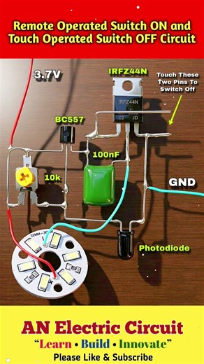 Remote Operated Switch ON and Touch Operated Switch OFF Circuit | #switchelectrical #trending