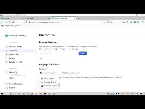 How to change Grammarly to British English