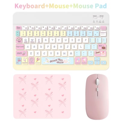 Bluetooth Keyboard Mouse Set, Portable Wireless Keyboard (150mAh) Mouse Set, Compatible With Samsung Tablets, Apple IPad, Android And Above Systems, Windows Systems (Desert Edition) | SHEIN