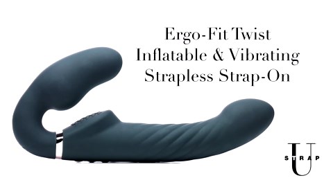 Ergo-Fit Twist Inflatable Vibrating Silicone Strapless Strap-on - Black