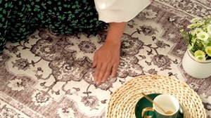 Washable Oriental Area Rug - 2x3 Rugs for Living Room Soft Carpet for Bedroom Waterproof Floral Distressed Indoor Stain Resistant Non-Shedding Floor Carpets (Beige, 2x3)