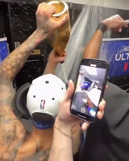 Chalamet getting the champagne showers experience 🍾