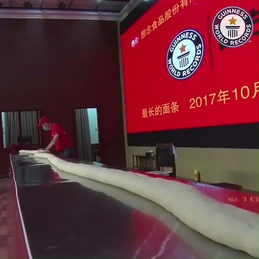 1.7M views · 7.2K reactions | Longest noodle: It took chefs from Xiangnian Food Co. Ltd in China 17 hours to roll this single noodle measuring a whopping 10,119 ft 1.92 in (3,084 metres)  www.bit.ly/GWR-Noodle | Guinness World Records | Facebook