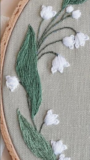 Stitching a Lily of the Valley flower, May Birth Month Flower #handembroidery #embroiderypatterns