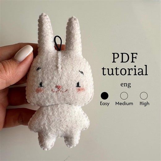 DIY Felt Bunny Sewing Pattern, Pocket Spring Bunny, Easy Beginner PDF Tutorial Easter Craft White Mini Rabbit - Etsy
