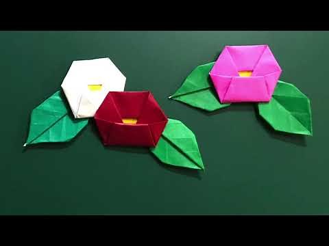 ＃55 【折り紙】超簡単 椿（つばき）の折り方 Super easy Origami Camellia