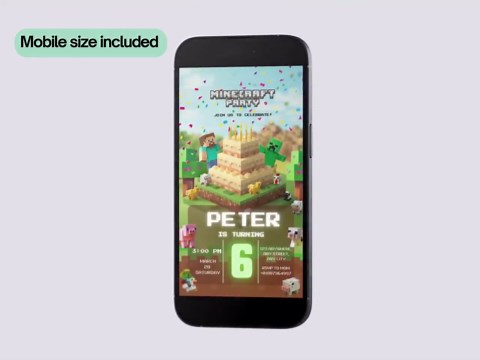 Minecraft Birthday Invitation Template, Editable Pixel Block Party Invites, Printable Kids Invite, Gamer Party Card, Mobile Minecraft Invite - Etsy