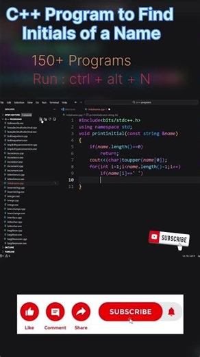 Program of Find Initials of a Name in C++ | #youtubeshorts #ytshorts #trending #shorts #reels #reels