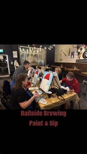 It was festive and fun night with this great group at Railside Brewing Kelowna for the last Paint & Sip Event of 2025! Join us again in January! 🎨 Stay tuned for new classes to come! #kelownapaintandsipevevent #paintnightkelowna #paintnitekelowna #kelownaartist #KelownaEvents | ColorBrush Canvas