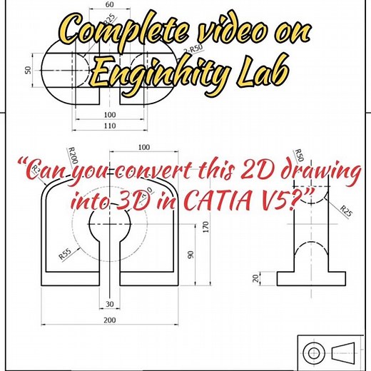 CATIA V5 Solid Modeling from Drawing 🔥 #CAD #Shorts # #catiav5 #cadsoftware #enginuitylab
