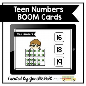 Teen Number (One Ten and Extra Ones) Kindergarten Boom Cards