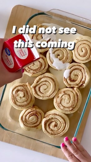 These EASY CINNAMON ROLLS with HEAVY WHIPPING CREAM are going VIRAL on TikTok for a Reason! Take a basic can of Cinnamon Rolls to a new level of extra with this easy dessert recipe hack. I am obsessed with how good these are! ⭐️⭐️⭐️⭐️⭐️TIKTOK CINNAMON ROLLS 🩷 2 Cans Pillsbury Grands Cinnamon Rolls🩷 Heavy Whipping Cream🩷 2/3 cup Brown Sugar🩷 1 Teaspoon Cinnamon 🩷 1 Stick of Unsalted Butter (melted)Directions: 1. Place Pillsbury Grands Cinnamon Rolls in a 13x9 baking dish.2. Pour Heavy Whippi