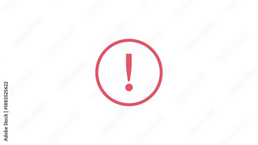 Round exclamation sign icon animation. Error alert with red exclamation mark in circle.