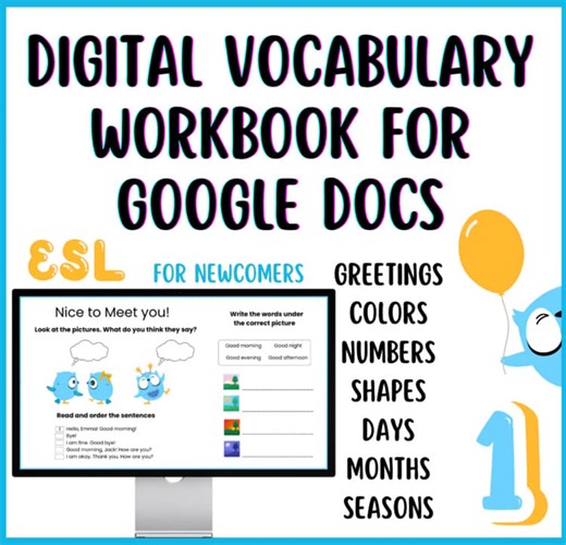 Digital Recourse l Vocabulary Workbook for Google Docs – ESL & EFL Newcomer