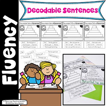Decodable Word Pyramid Worksheets for Reading Fluency | CVC & Short Vowels