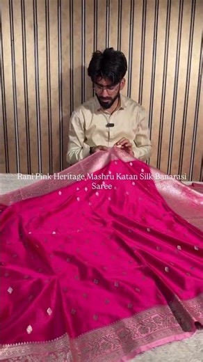 Rani Pink Shade Mashru Katan Silk Banarasi Saree in Heritage Zari Buti Weave Add Ons- Ready To
