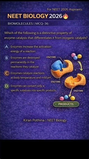 MCQ-36 – Biomolecules – Enzyme Specificity | NEET PYQ Level