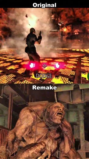 Resident Evil 4 OG VS Remake - EL Gigante Fight On Lava Area #re4 #residentevil #re4mod