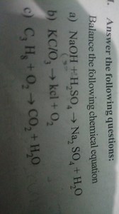 Answer the following questions:Balance the following chemical ... | Filo