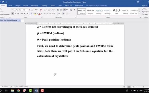 Crystallites (grain) size from XRD data using Scherrer equation