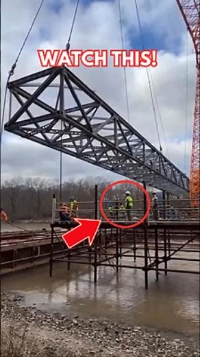 Bridge Section Drops Into River After Main Cable Snaps During Installation