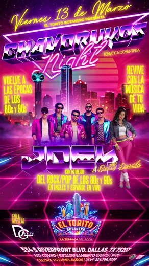 Este viernes 13 de marzo, regresamos a los 80s y 90s en El Torito Botanero, con la música que nos hizo vivir... 2 de las mejores décadas: los 80 y los 90. Fiesta temática ochentera. La banda Joey y Betty Davila tocando lo mejor de las dos décadas en inglés y español. Con DJ Gonzo en la mezcla. $100 de premio al mejor vestido de los 80s y 90s... ¡No se lo pierdan! #dallaslatinos #oakclifftx #musicaenvivo #retro #80s