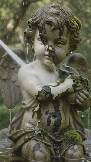 10 Second Time Lapse Restoring an Ancient Stone Cherub with High Pressure Water!
