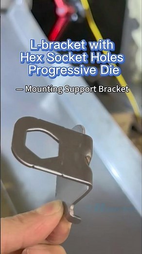 L-Bracket with Hex Socket Holes Progressive Die | Mounting Support Bracket with Ribs Stamping Tool