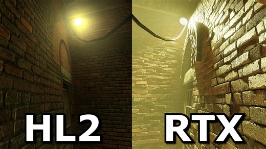 Half-Life 2 RTX before and after comparison
