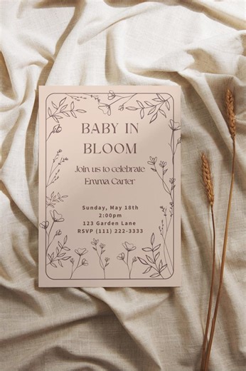 Baby in Bloom Baby Shower Invitation, Floral Garden Invite (digital Download) - Etsy