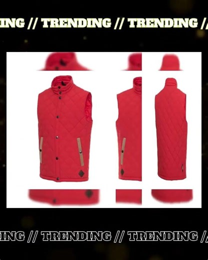 Men Puffer Vest - Insulated - Mandarin Collar Red