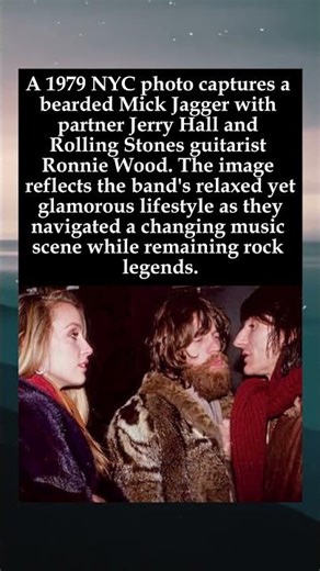 Rock Royalty in 1979: A Bearded Jagger, Jerry Hall, and Ronnie Wood in NYC #MickJagger#RollingStones