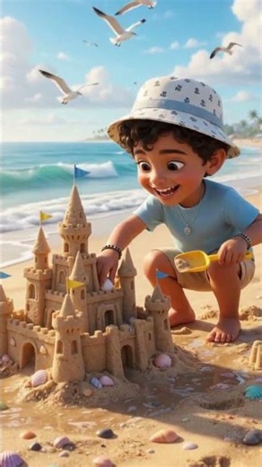 🤍 First Kalma | Little Boy's Beach Adventure | 3D Cartoon