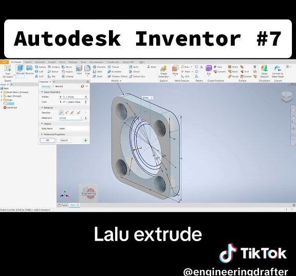 Inventor Tutorial #7 Using software Autodesk Inventor 2023 #autocadtutorial #CAD #teknikmesin #autodesk #tutorialautocad #design #mechanicalengineering #drafterautocad #engineeringstudent #engineeringdrawing #teknik #inventor #tutorial