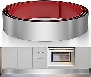 Stainless Steel Toe Kick Cover, 4" x 102" Baseboard Plate, Self Adhesive Kickplate for Bottom of Door, Kitchen Island, Cabinet, Cupboard (Brushed Nickel)