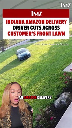 Amazon Driver Drives Across Freshly Mowed Lawn to Deliver Package