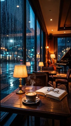 Cozy Coffee Shop Jazz 🎷 Soft Piano & Rain Sounds for Relaxing