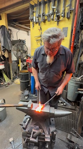 Upsetting. When upsetting the tong rivet a miscalculated hammer blow may make it lean over or offsetl. Usually the natural reaction to counter-hammer it back into line makes the lean worse. Try reversing the direction of the tongs and hammer exactly as you were to bring it back to center . #blacksmithing #tips # #frontstepforge #handmade #blacksmithtools #albertacanada | Front Step Forge