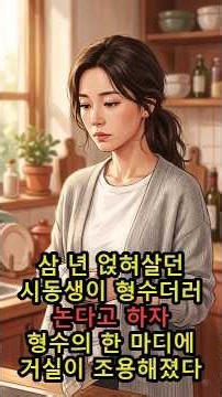 얹혀살던 시동생이 형수더러 논다고 하자, 형수의 한 마디에 게임 소리가 멎었습니다 #실화사연 #시댁사연 #사이다사연
