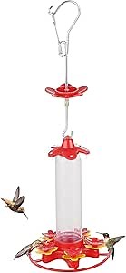 Sethwait Hummingbird Feeder, Leak Proof Hummingbird Feeders for Outdoors Hanging Ant and Bee Proof and Circular Perch 5 Feeding Ports for Outdoors Hanging, Garden, Deck, Patio