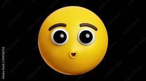 kiss face emoji, 3d emoticon animation, Alpha channel, Transparent video