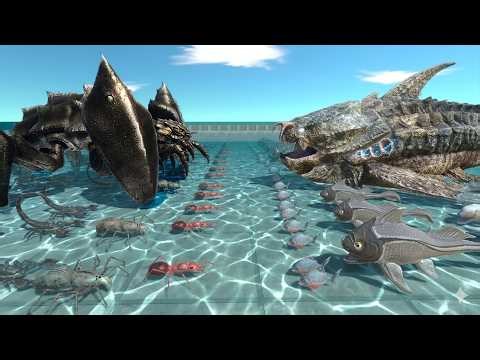 Giant Invertebrates vs Aquatics — Underwater Battle of Giant Spider vs Alien Fish